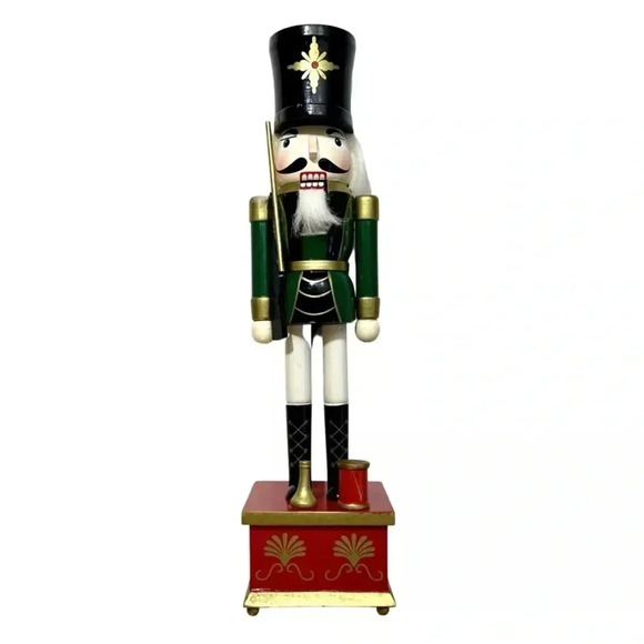 Christmas Holiday Decor 16" Wooden Nutcracker Music Box Hand Painted Tested - Picture 1 of 4